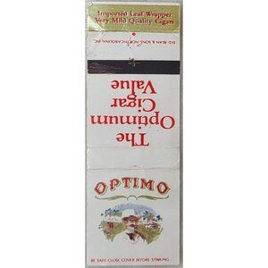 Vintage Matchbook Cover Optimo Cigar Tobacco Promo Optimum Value